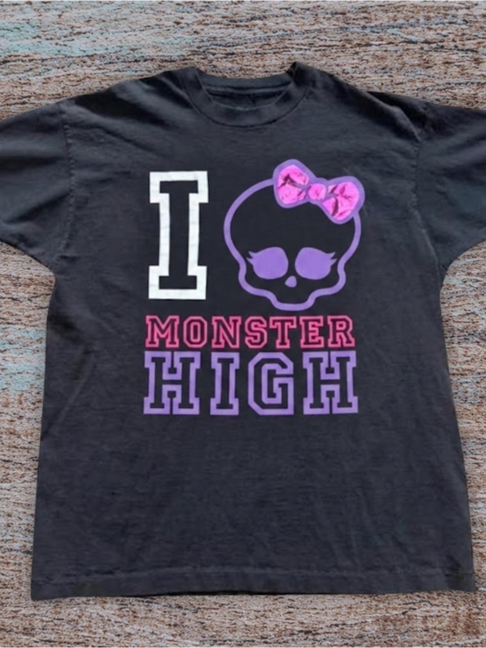 Gildan Black Tee with Pink & Purple Monster High Graphic
